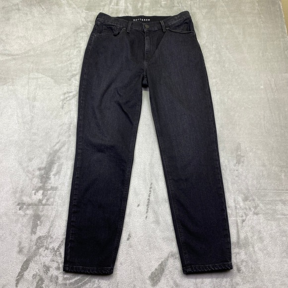 Mott & Bow Denim - Mott & Bow‎ Mom Jeans Black Wash High Rise Straight Leg Denim Sz 30 Grunge Retro